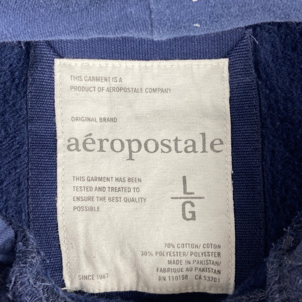 Vintage Aeropostale Hoodie Women L Blue Ath NYC 1987 Pullover Sweatshirt Y2K - Picture 3 of 7